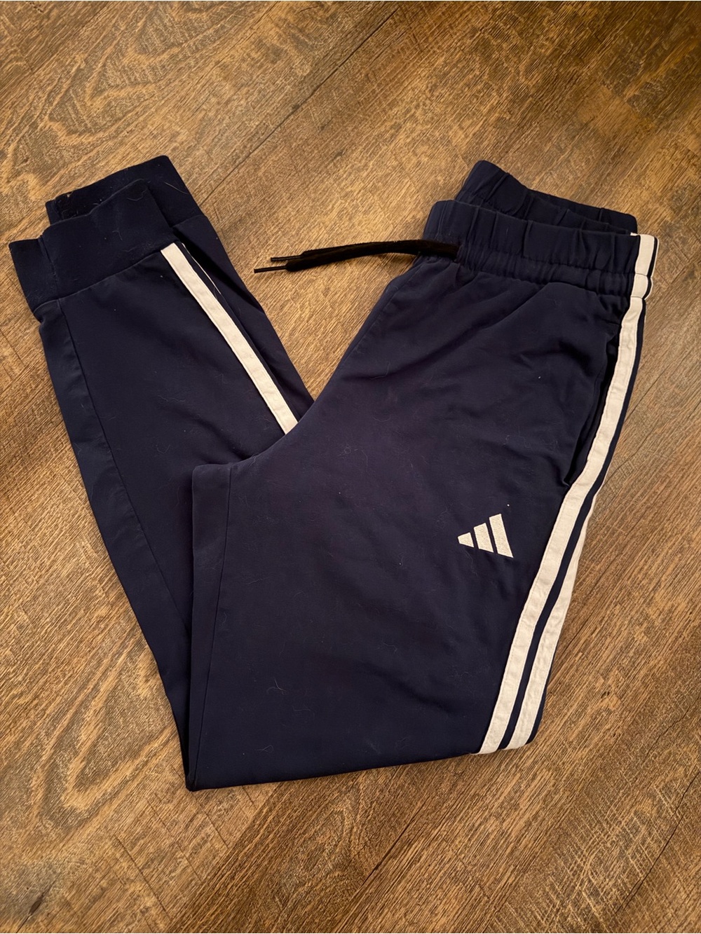 Adidas WomensNavy Joggers with White Side Stripes